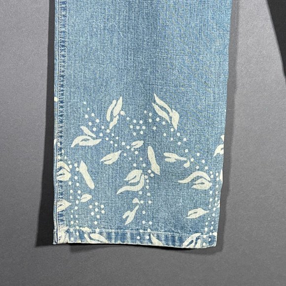 I.E. Relaxed Button‎ Fly Capri/Jeans Floral Stencil Hem Front/Back/Waist Size 8 - Picture 14 of 16